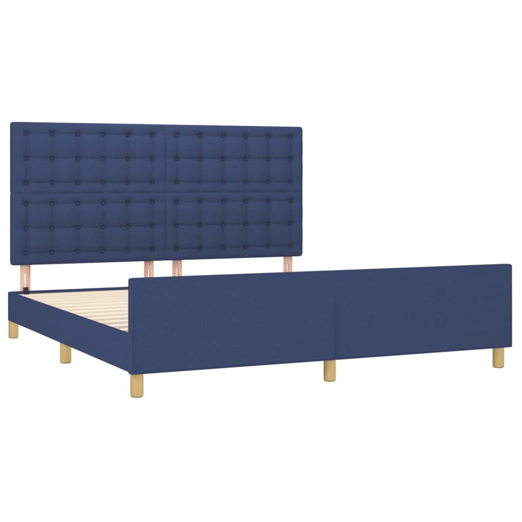 Estrutura de cama sem colchão 160x200 cm tecido azul