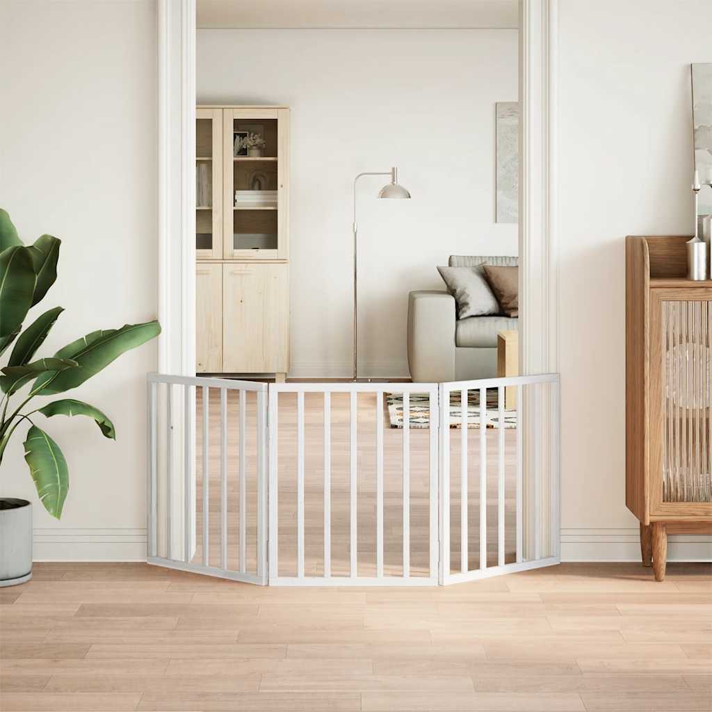 Portão para cães dobrável 3 painéis 150 cm álamo branco