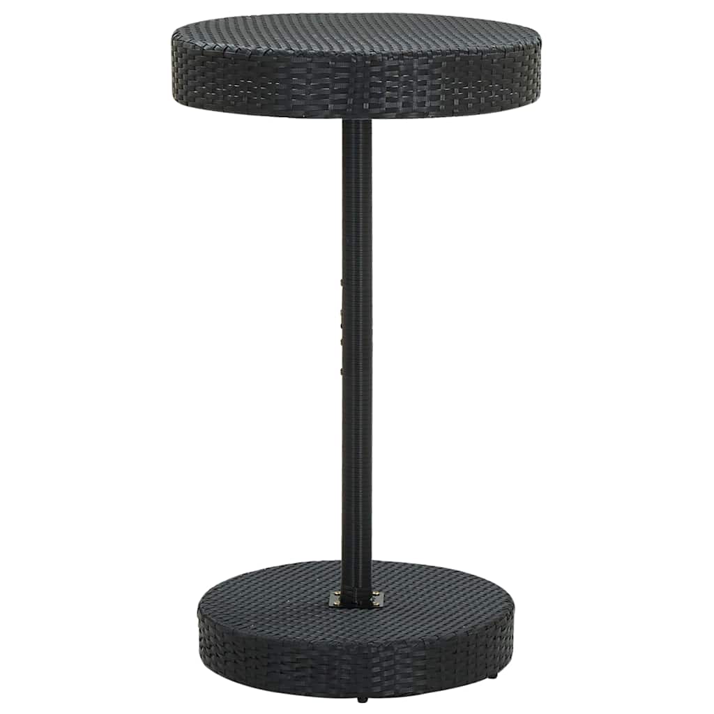 3 Pcs conjunto bar de jardim com almofadões vime PE preto