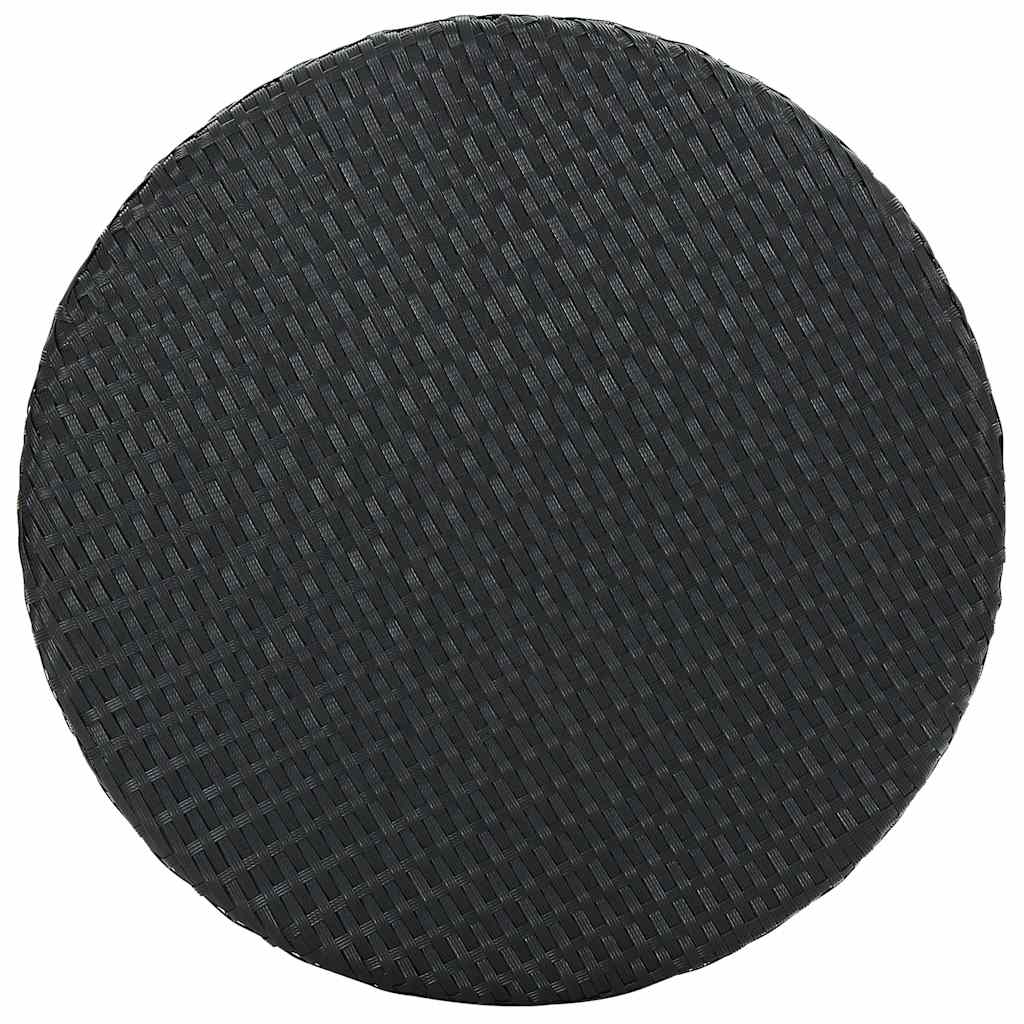 3 Pcs conjunto bar de jardim com almofadões vime PE preto