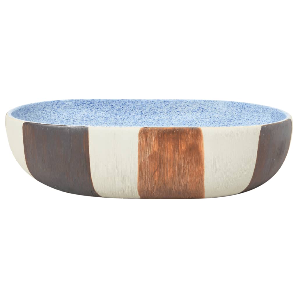 Lavatório de bancada oval 59x40x14 cm cerâmica multicor