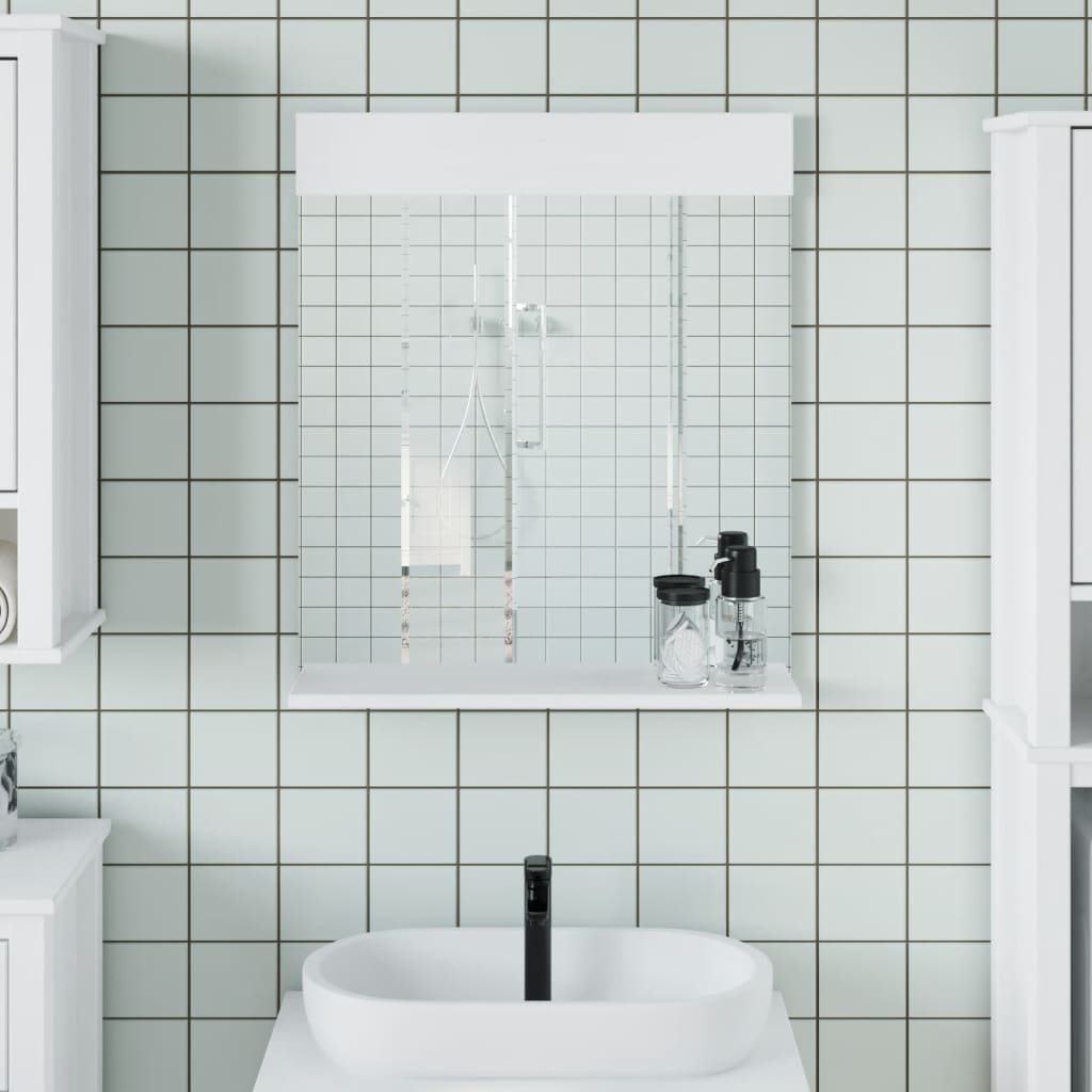 Espelho wc c/ prateleira berg 60x12x70 cm madeira maciça branco