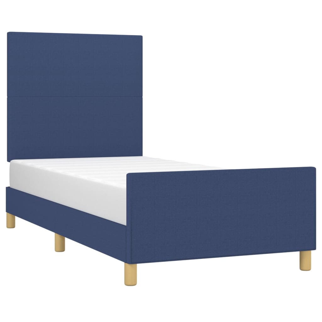 Estrutura de cama sem colchão 90x190 cm tecido azul