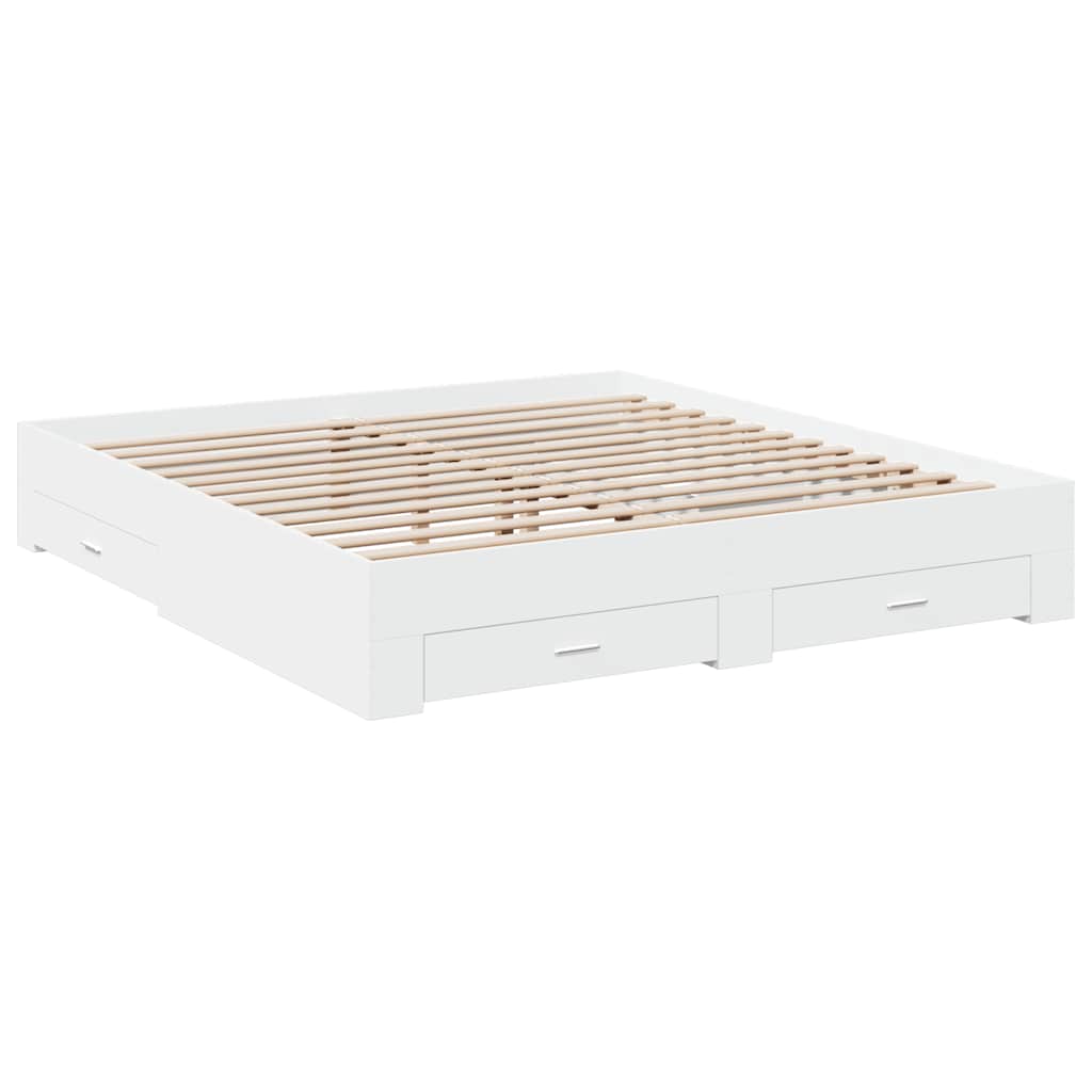 Estrutura de cama c/ gavetas 180x200cm derivados madeira branco