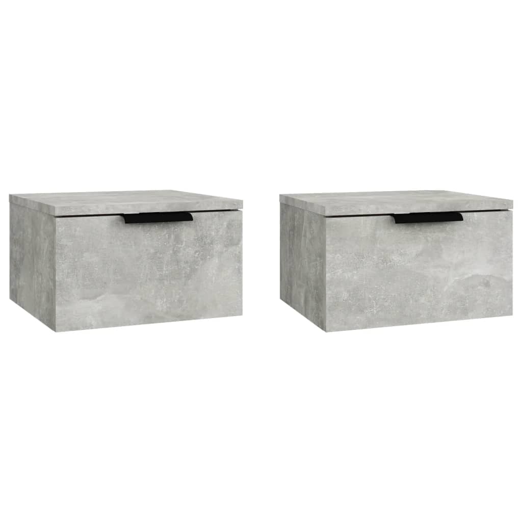Mesas de cabeceira parede 2 pcs 34x30x20 cm cinza cimento