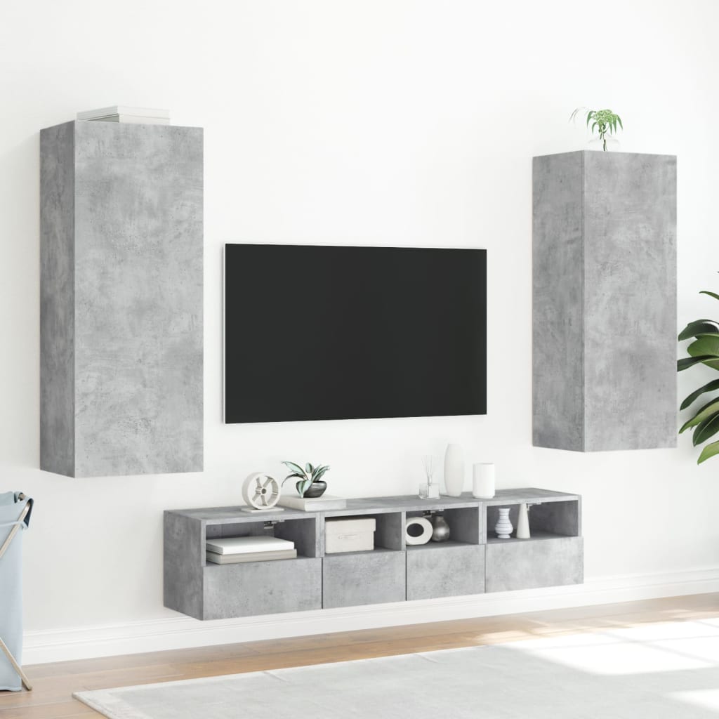 Móvel parede TV 40,5x30x102 cm derivados madeira cinza cimento