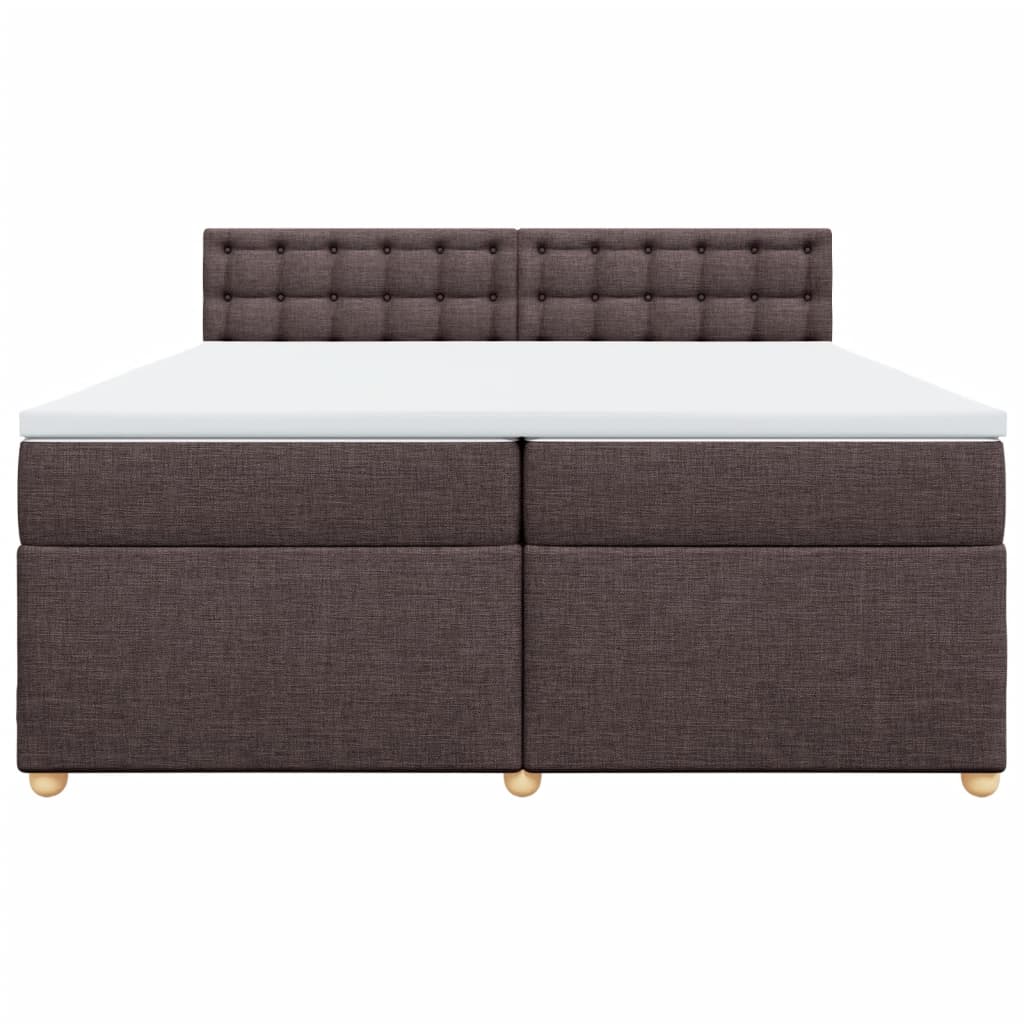 Cama com molas/colchão 200x200 cm tecido castanho-escuro