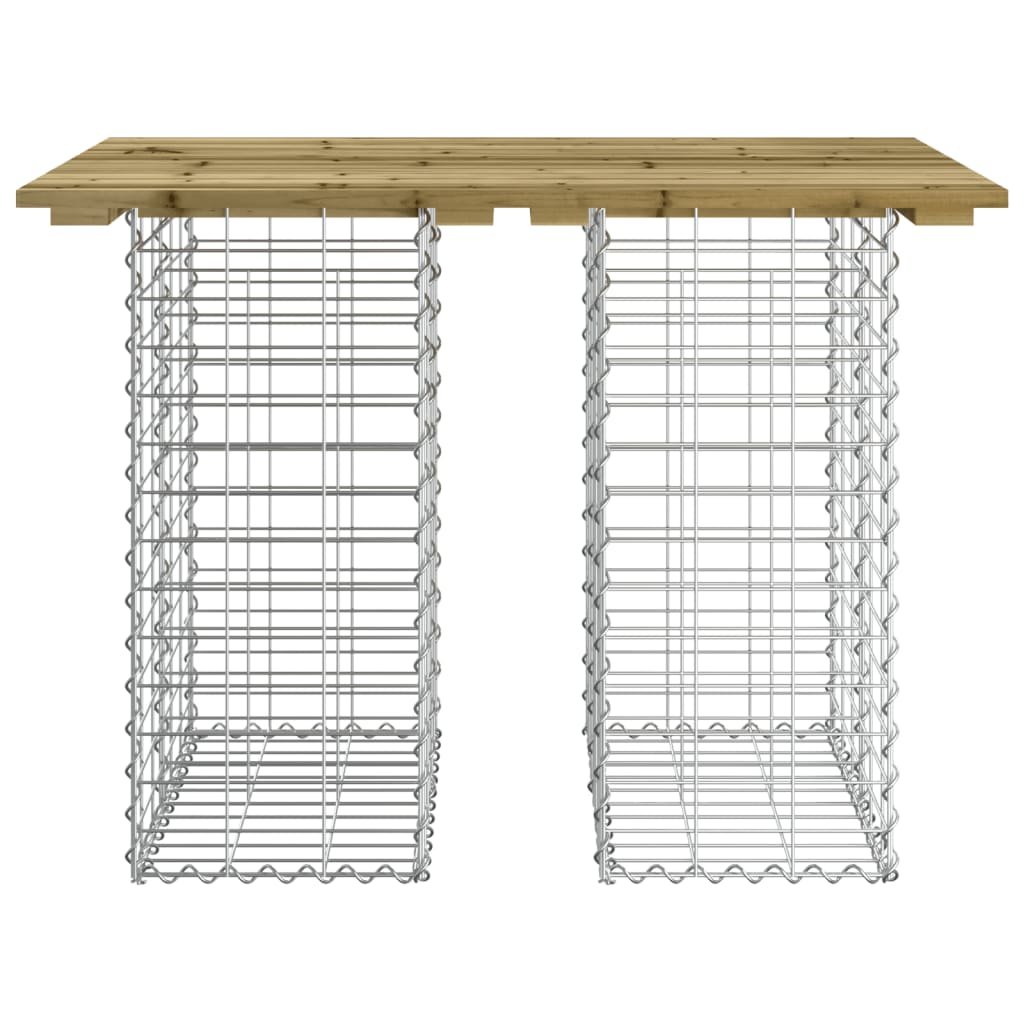 Mesa de jardim com design de gabião 100x70x72 cm, madeira impregnada de pinho