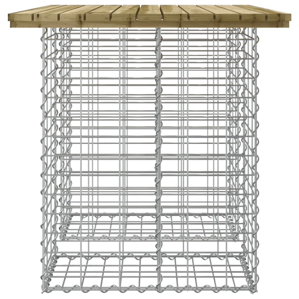 Mesa de jardim com design de gabião 100x70x72 cm, madeira impregnada de pinho