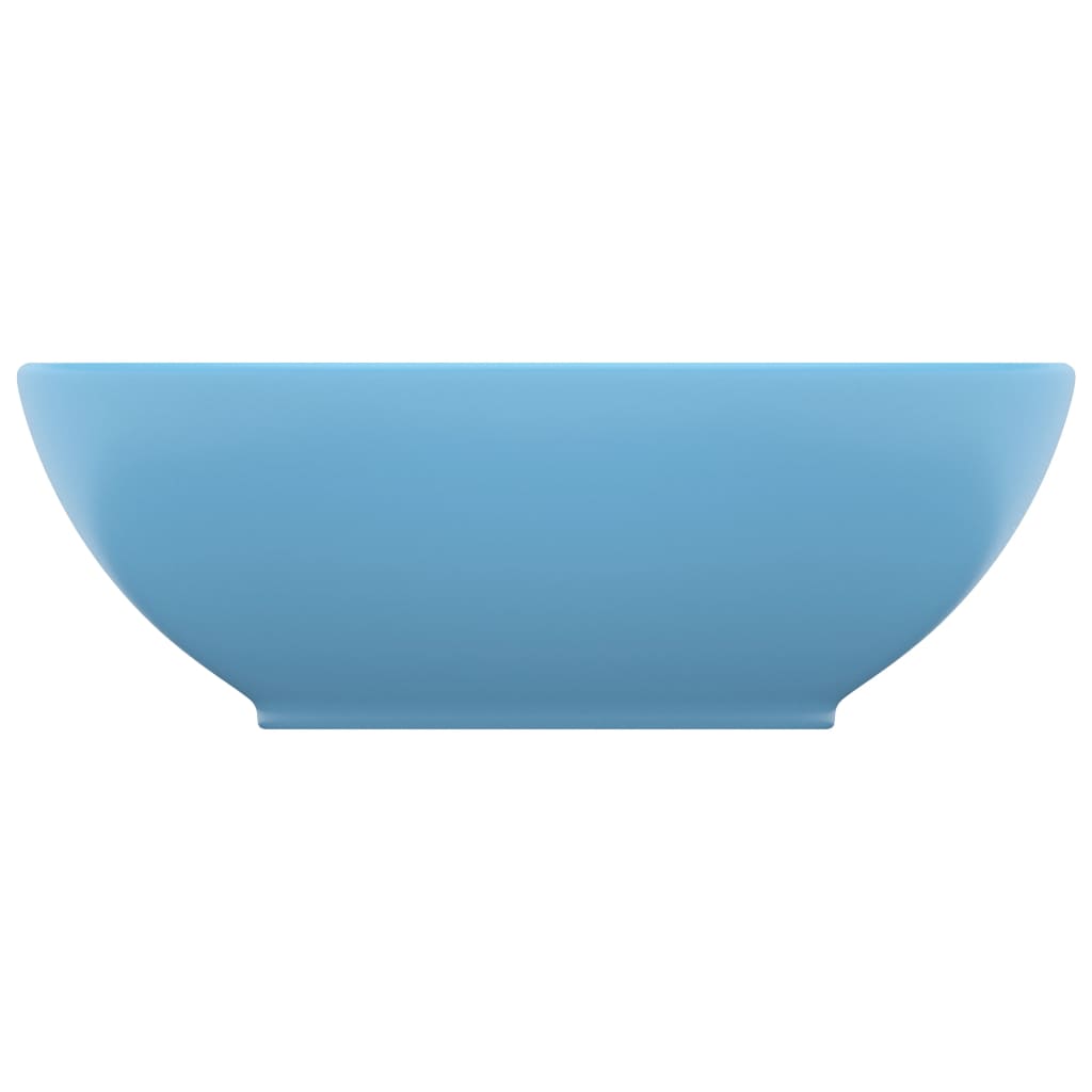 Lavatório luxuoso formato oval 40x33cm cerâmica azul-claro mate