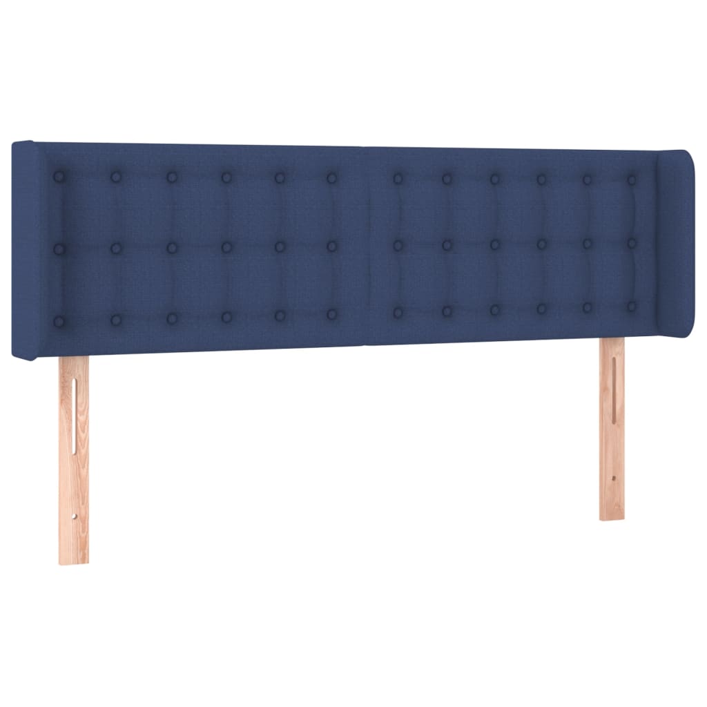 Cabeceira de cama c/ luzes LED tecido 147x16x78/88 cm azul