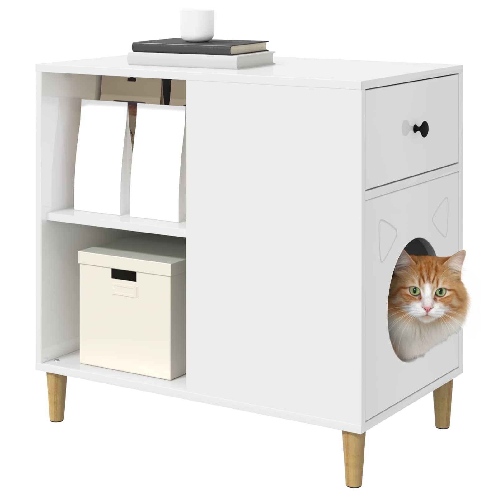 Casa para gatos branco brilhante 72 x 42,5 x 70 cm