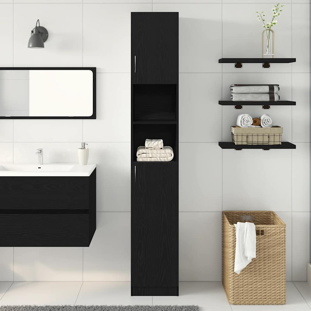 Armário wc 32x25,5x190 cm derivados madeira carvalho preto