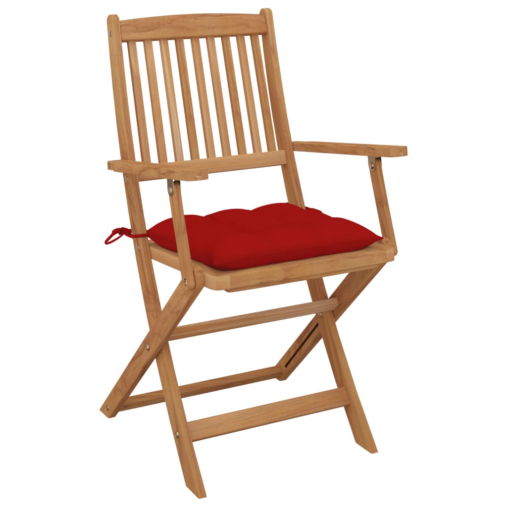 Cadeiras de jardim dobráveis c/ almofadões 6 pcs acácia maciça