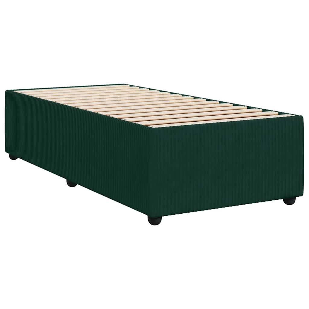 Estrutura de cama sem colchão 90x200 cm veludo verde-escuro