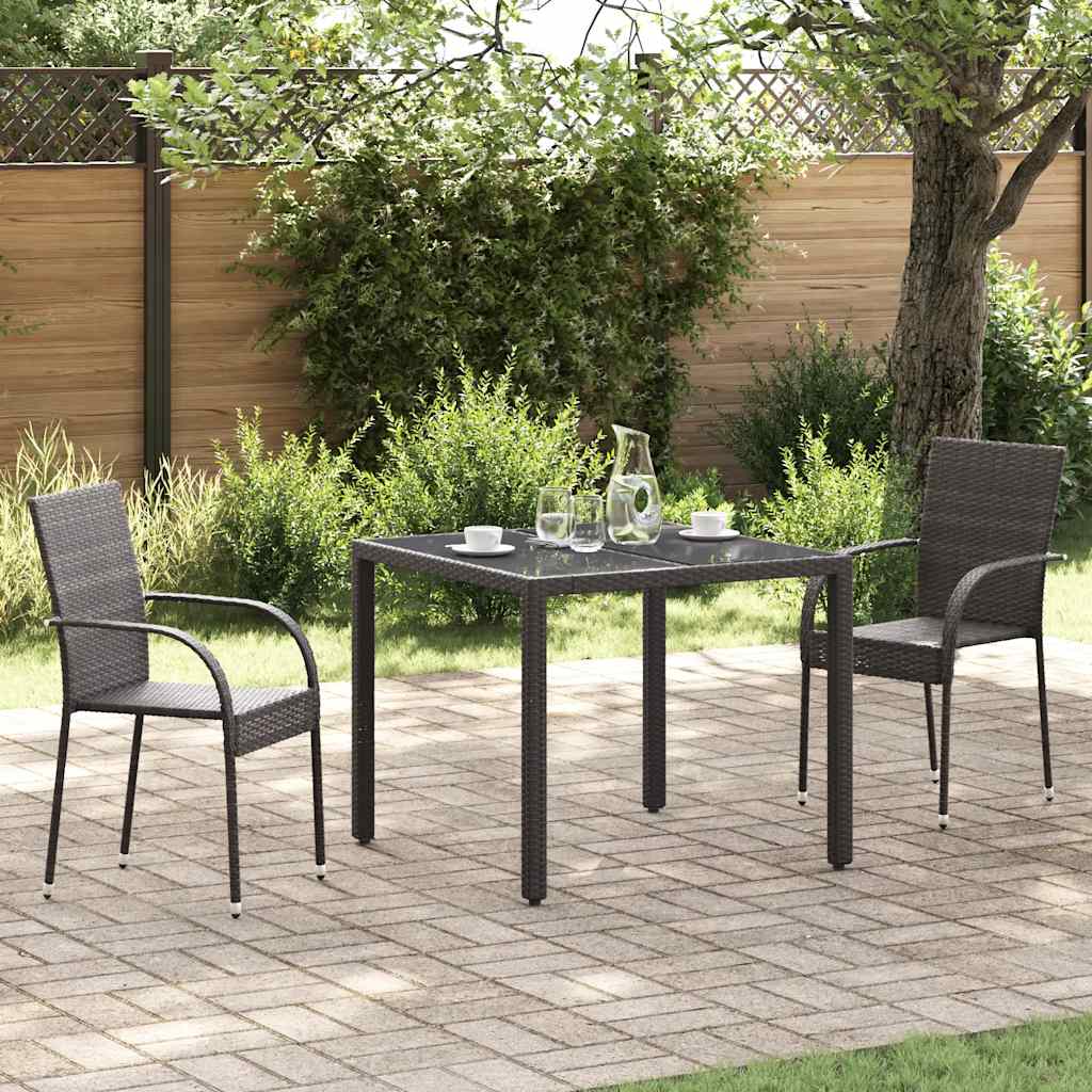 Cadeiras de exterior empilháveis 2 pcs vime PE castanho