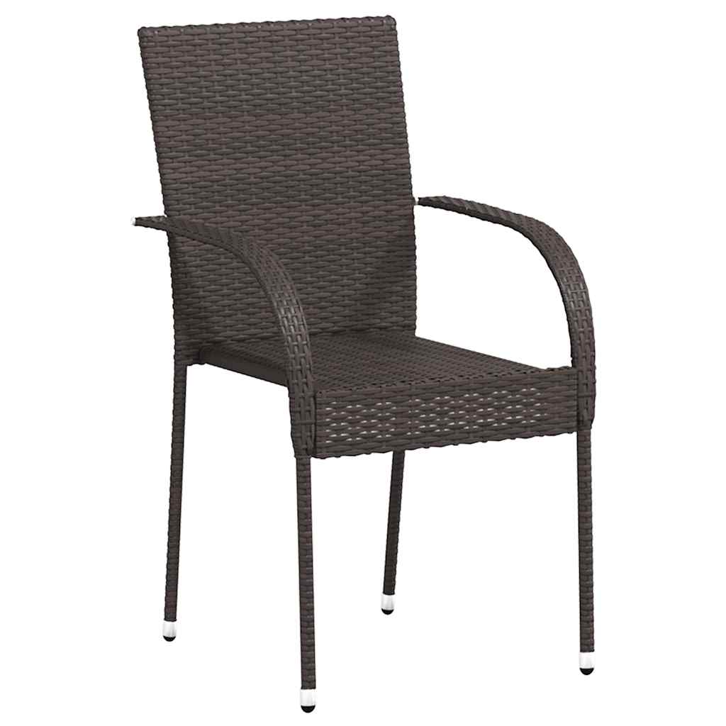 Cadeiras de exterior empilháveis 2 pcs vime PE castanho