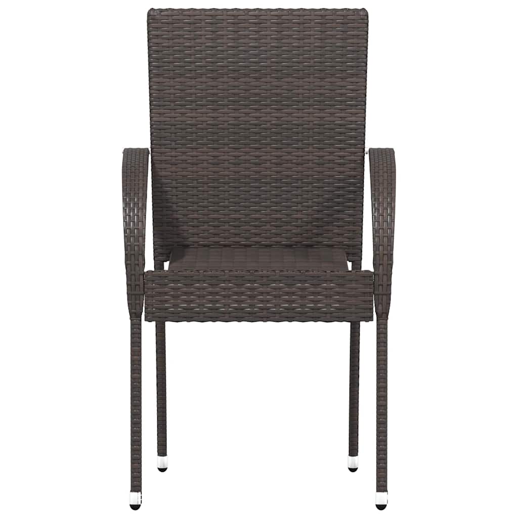 Cadeiras de exterior empilháveis 2 pcs vime PE castanho
