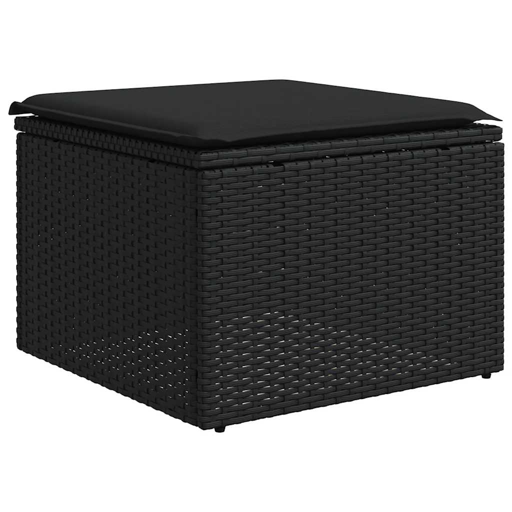 4 Pcs conjunto de sofás para jardim c/ almofadões vime PE preto