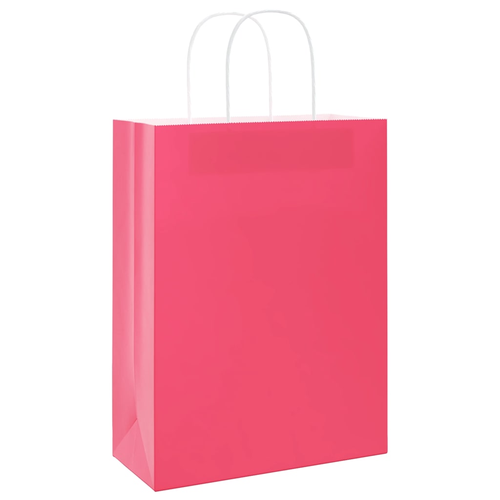 Sacos de papel 50 unid com alças rosa 26x12x35 cm