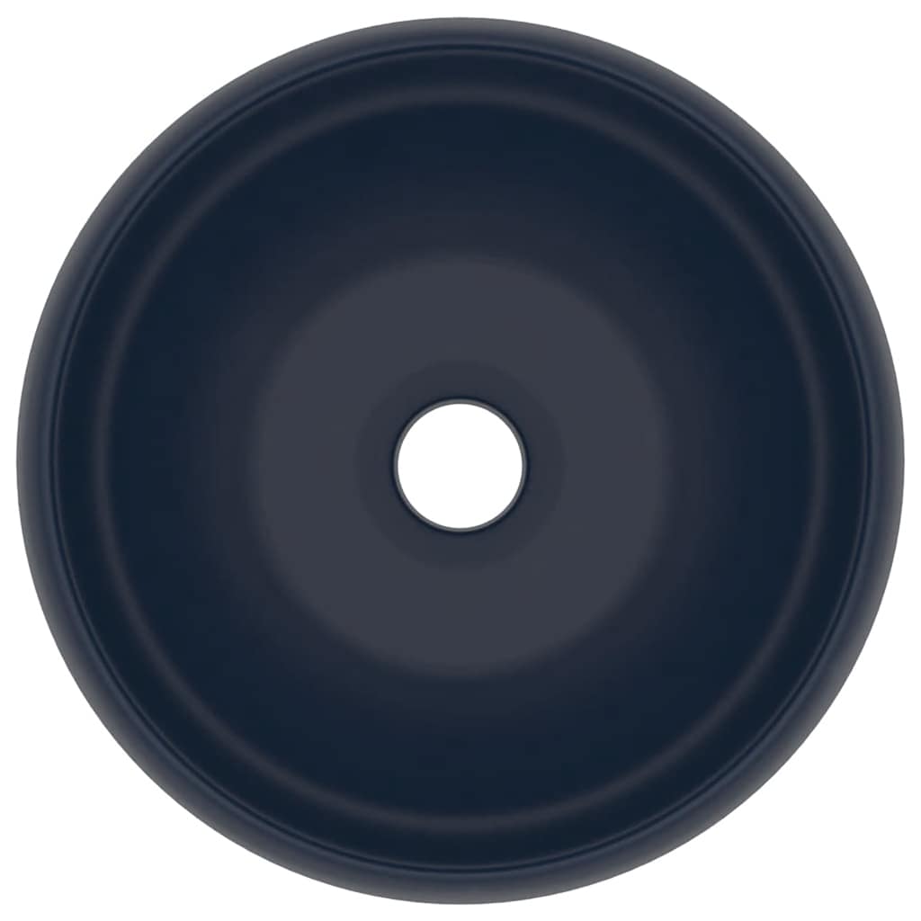 Lavatório luxuoso redondo 40x15cm cerâmica azul-escuro mate