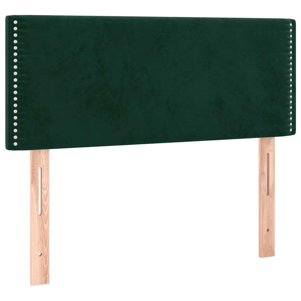 Cabeceira de cama c/ luzes LED veludo 80x5x78/88cm verde-escuro