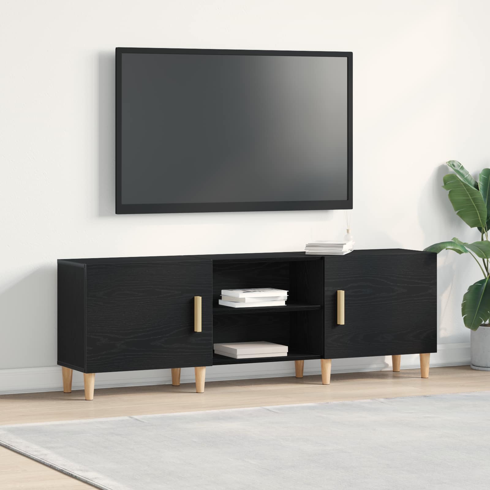 Gabinete para TV 150 x 30 x 50 cm carvalho preto