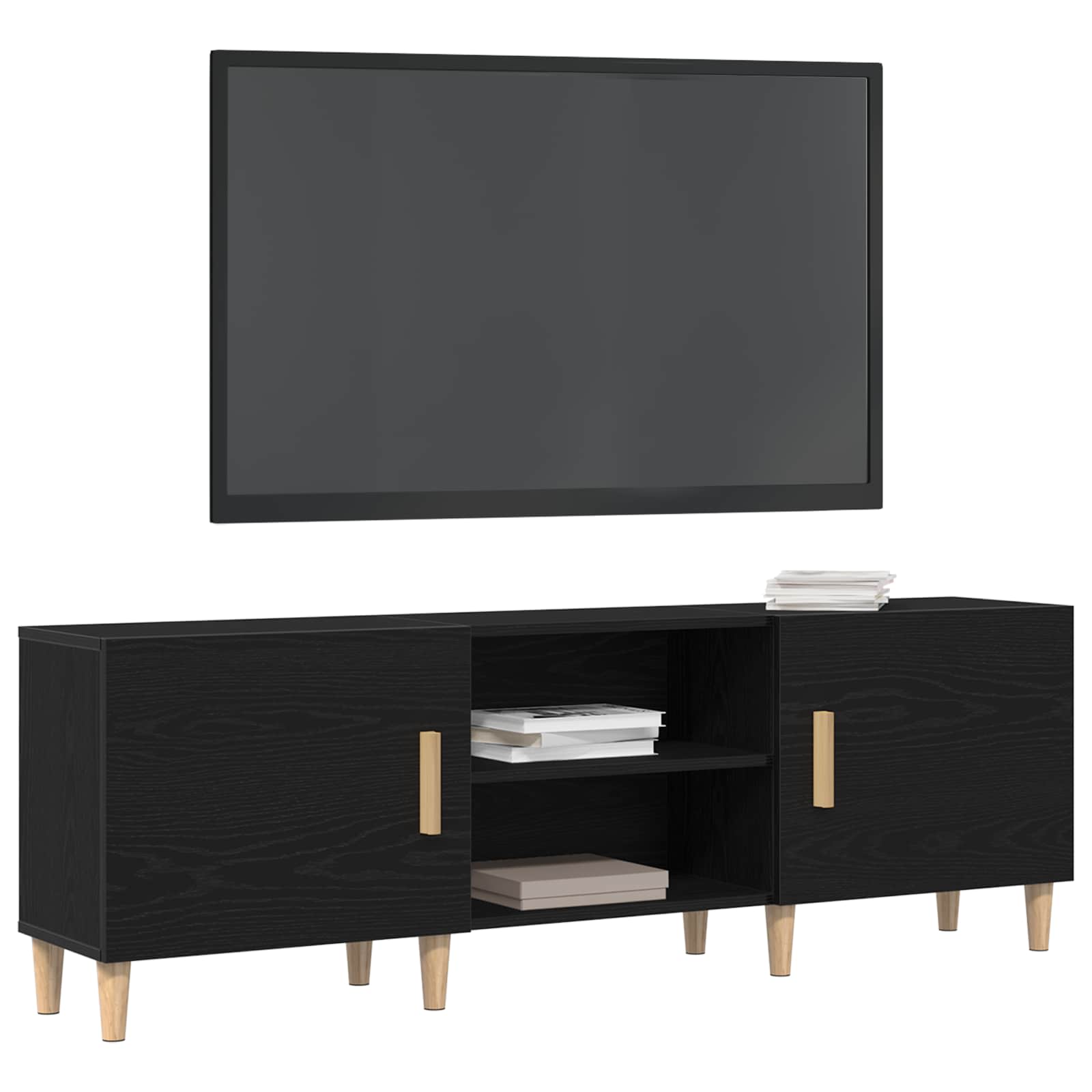 Gabinete para TV 150 x 30 x 50 cm carvalho preto