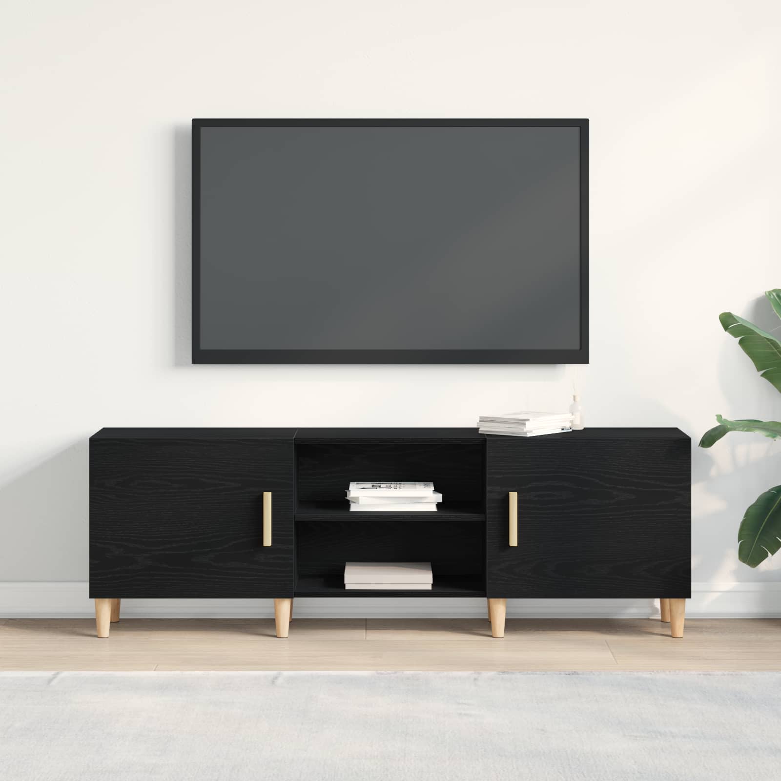 Gabinete para TV 150 x 30 x 50 cm carvalho preto