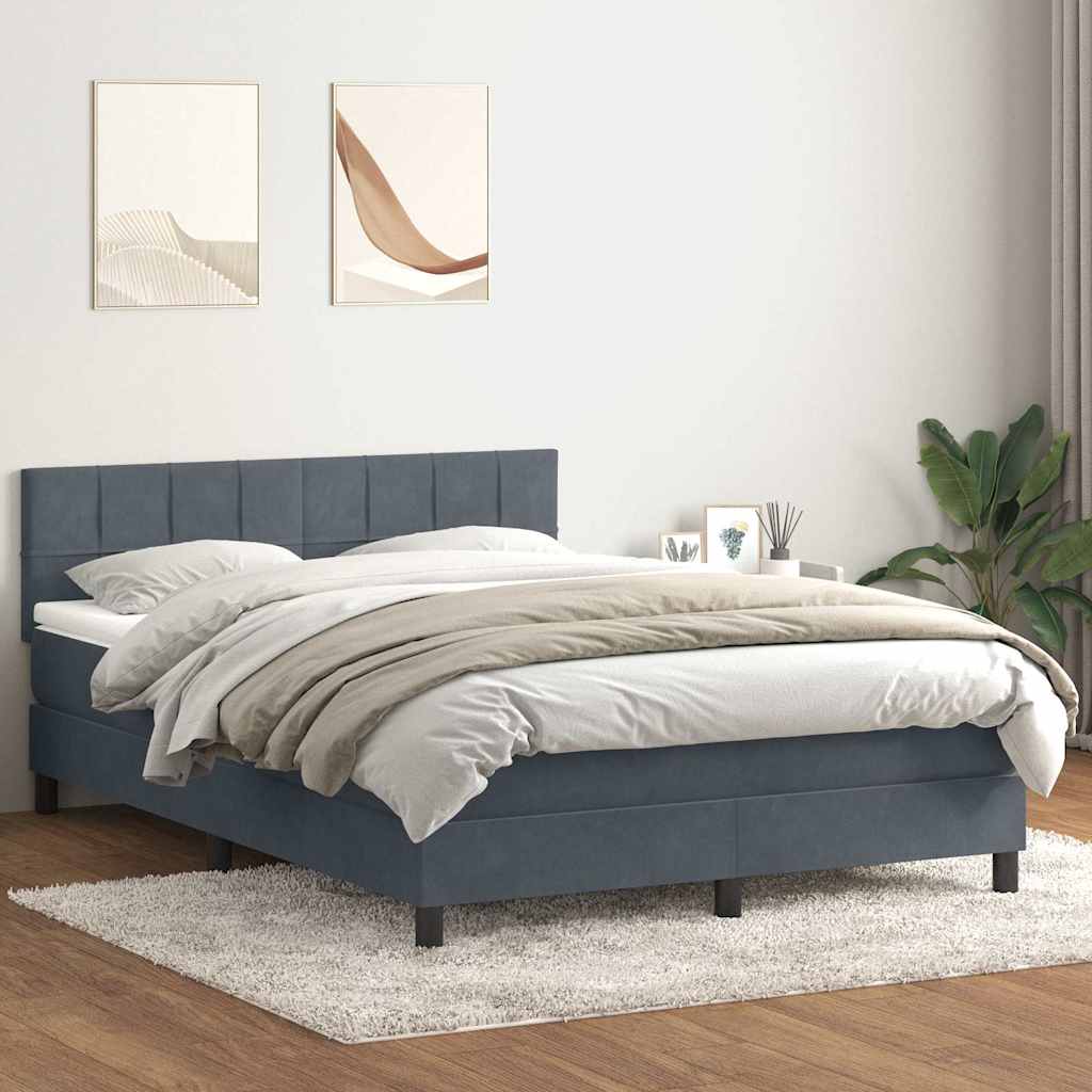Cama com molas/colchão 160x210 cm veludo cinzento-escuro