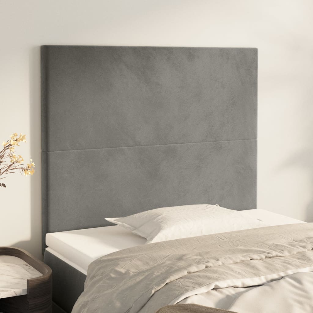 Cabeceira cinza claro 90x5x118/128 cm veludo