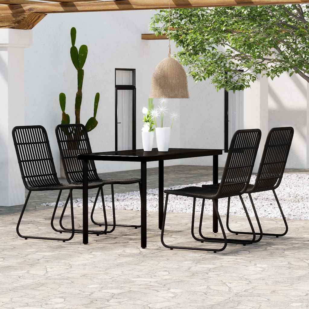 5 Pcs conjunto de jantar para jardim preto
