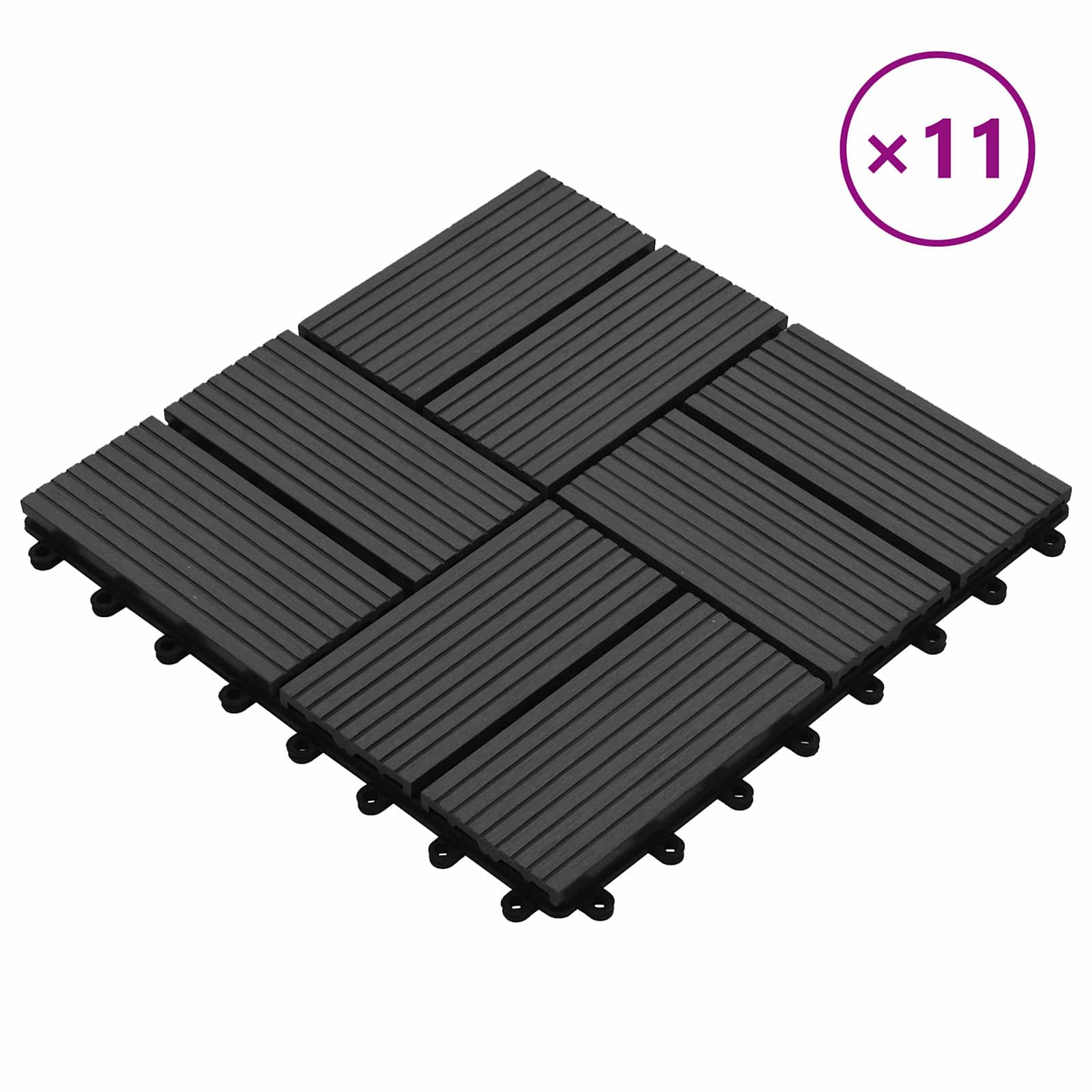 Telha de deck 11 unid. preto 30 x 30 cm wpc