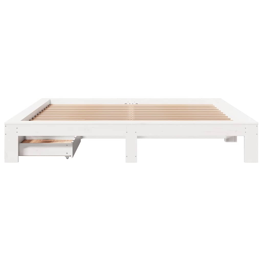 Cama sem colchão 180x200 cm madeira de pinho maciça branco