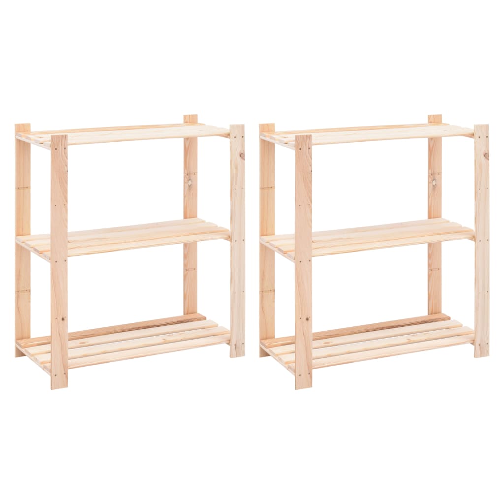 2 Unidades arrumação 3 prateleiras 80x38x90cm pinho 150 kg