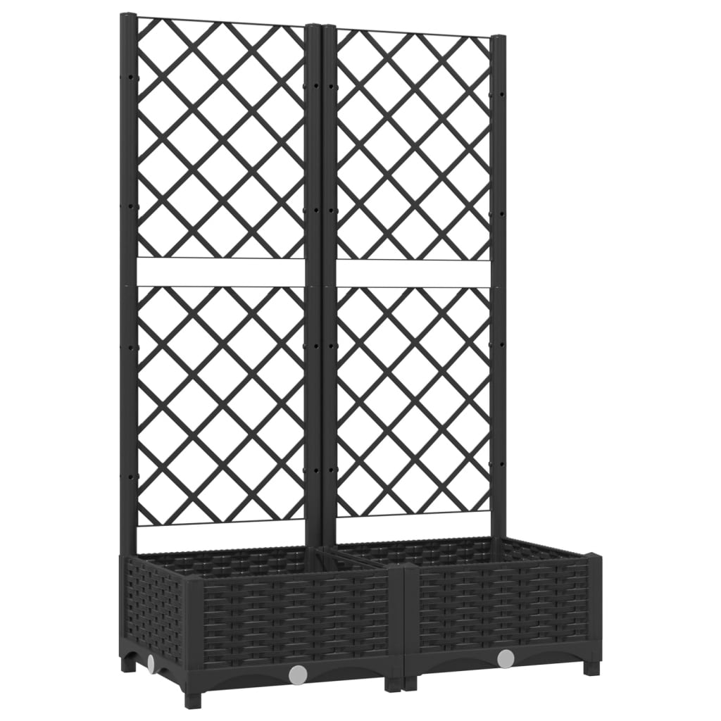 Vaso de jardim com treliça preto 80x40x121,5 cm PP