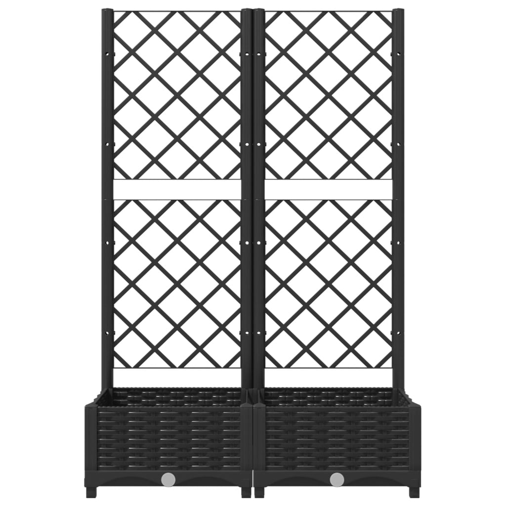 Vaso de jardim com treliça preto 80x40x121,5 cm PP