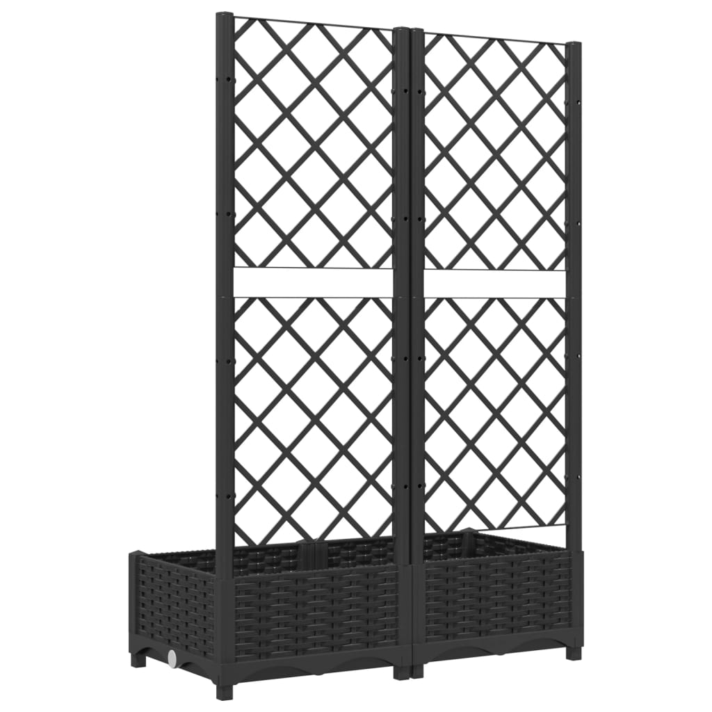 Vaso de jardim com treliça preto 80x40x121,5 cm PP