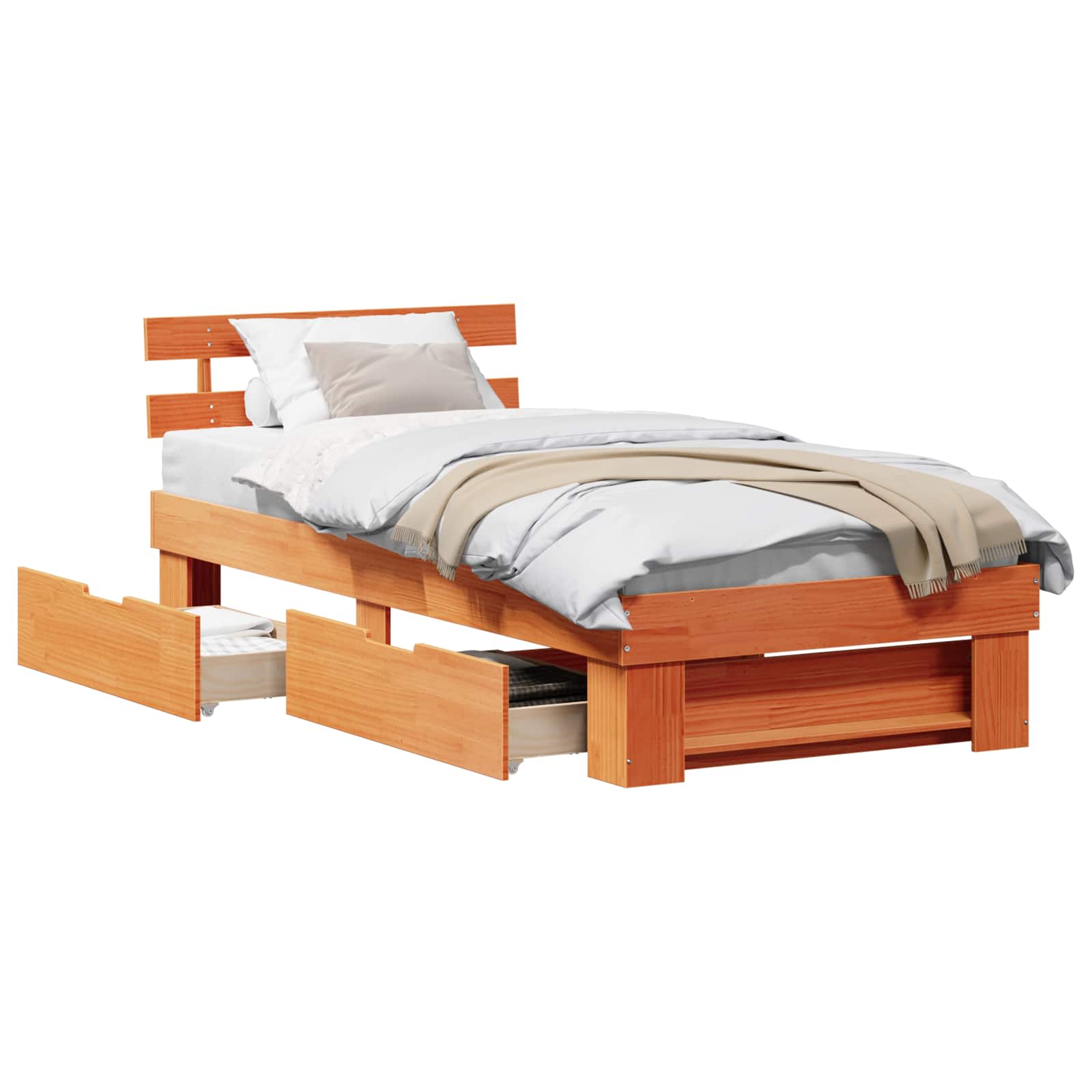 Estrutura da cama com cabeceira marrom cera 75 x 190 cm