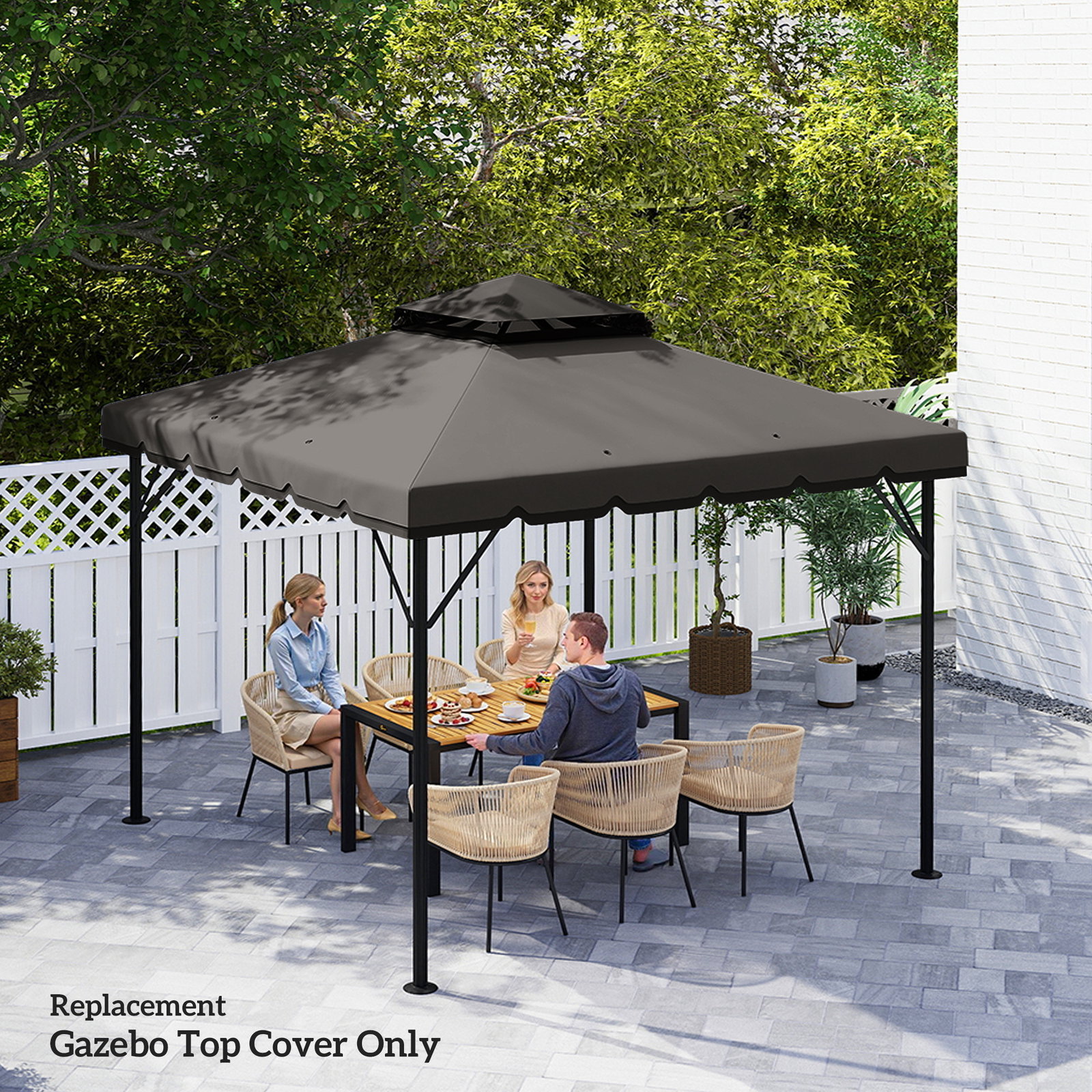 Toldo de substituição 3x3 m com teto duplo orifícios de drenagem e upf 30+ apenas toldo não inclui estrutura cinzento claro