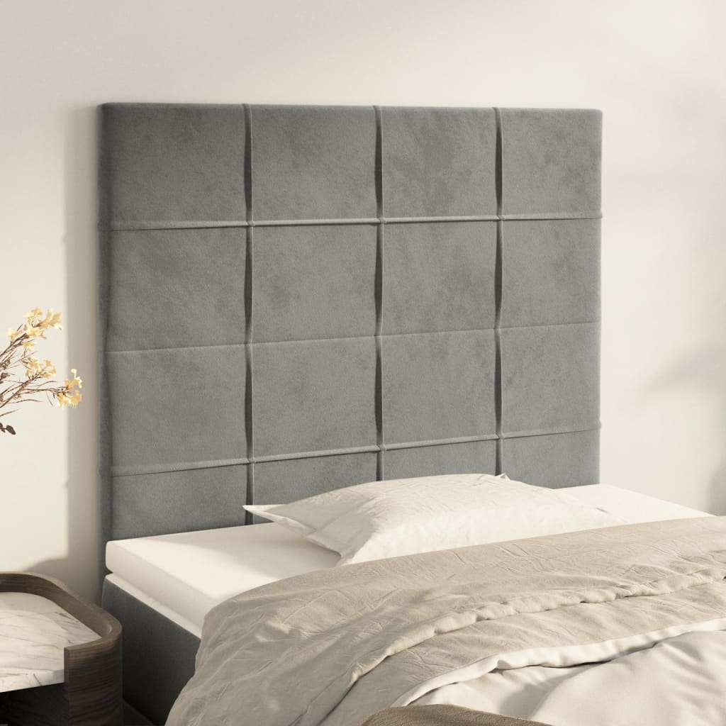 Cabeceira cinza claro 100x5x118/128 cm veludo