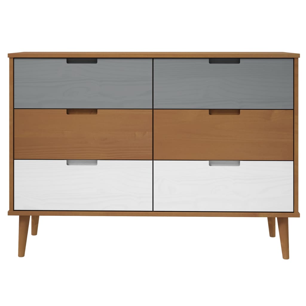 Armário de gavetas molde 113x40x80 cm pinho maciço castanho