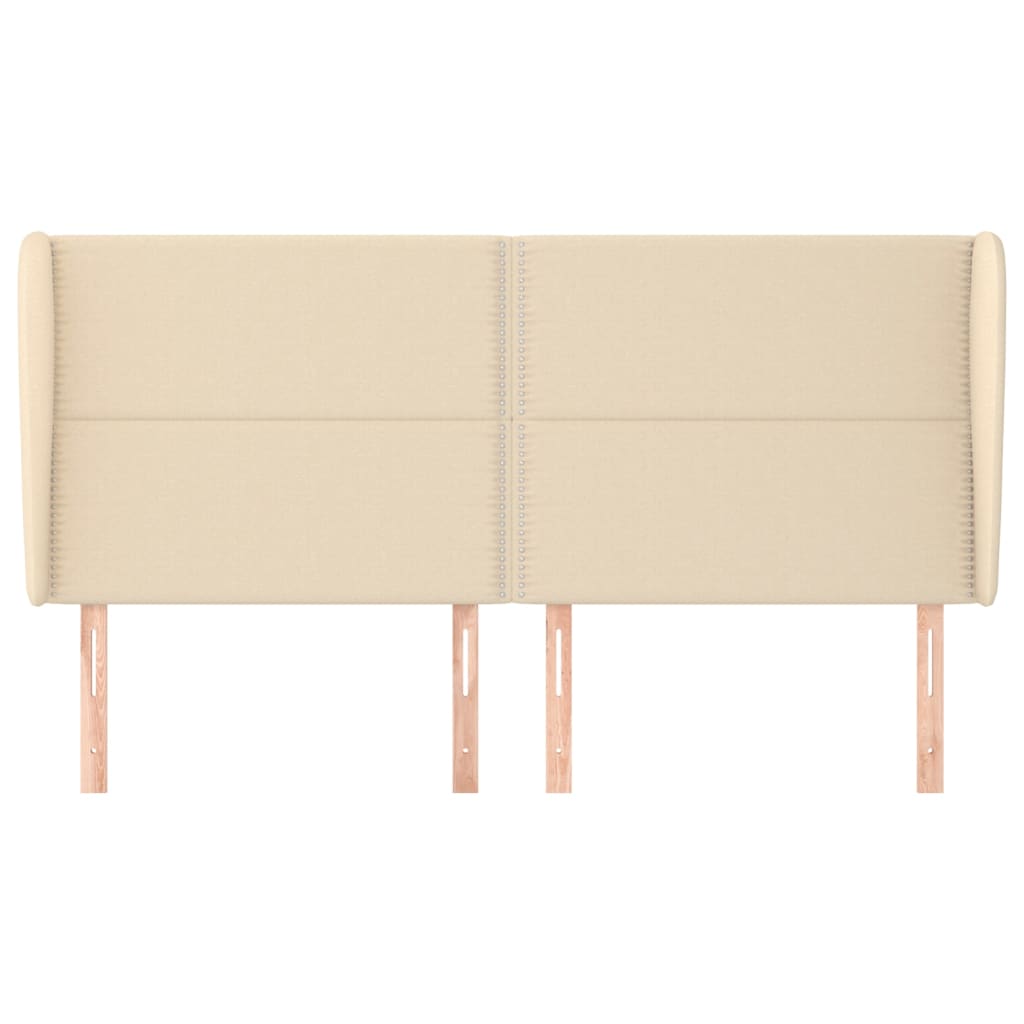 Cabeceira de cama c/ abas tecido 183x23x118/128 cm creme