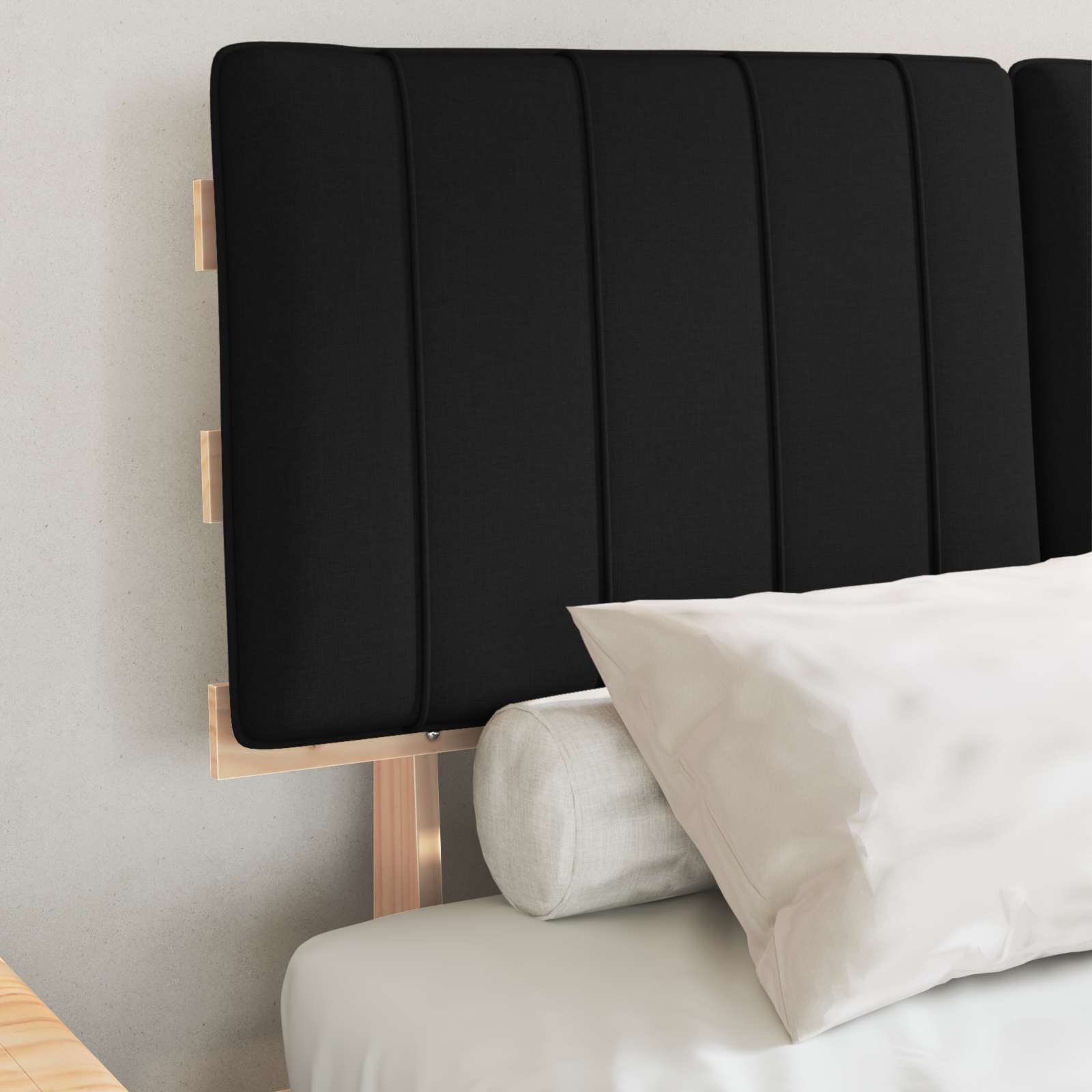 Estrutura de cama com cabeceira estofada preto 120 x 190 cm