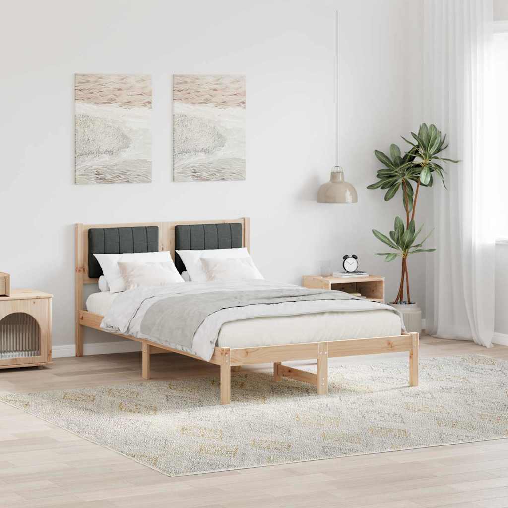 Estrutura de cama com cabeceira estofada cinza escuro