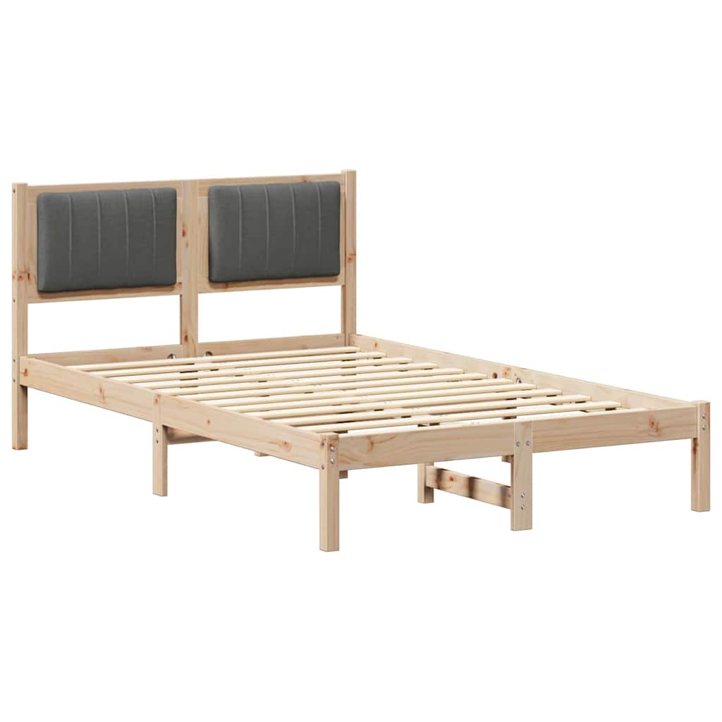 Estrutura de cama com cabeceira estofada cinza escuro
