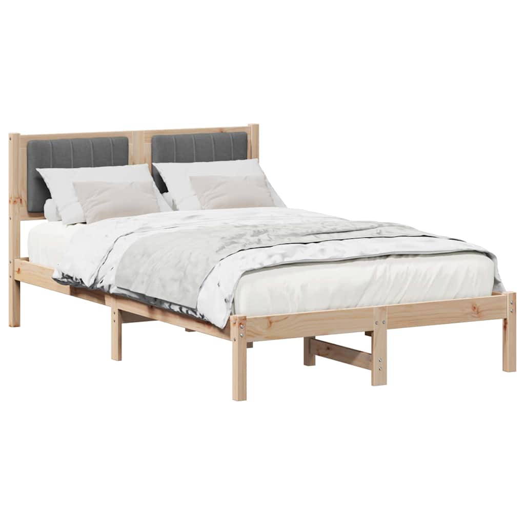 Estrutura de cama com cabeceira estofada cinza escuro