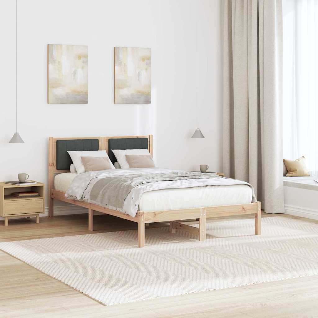 Estrutura de cama com cabeceira estofada cinza escuro