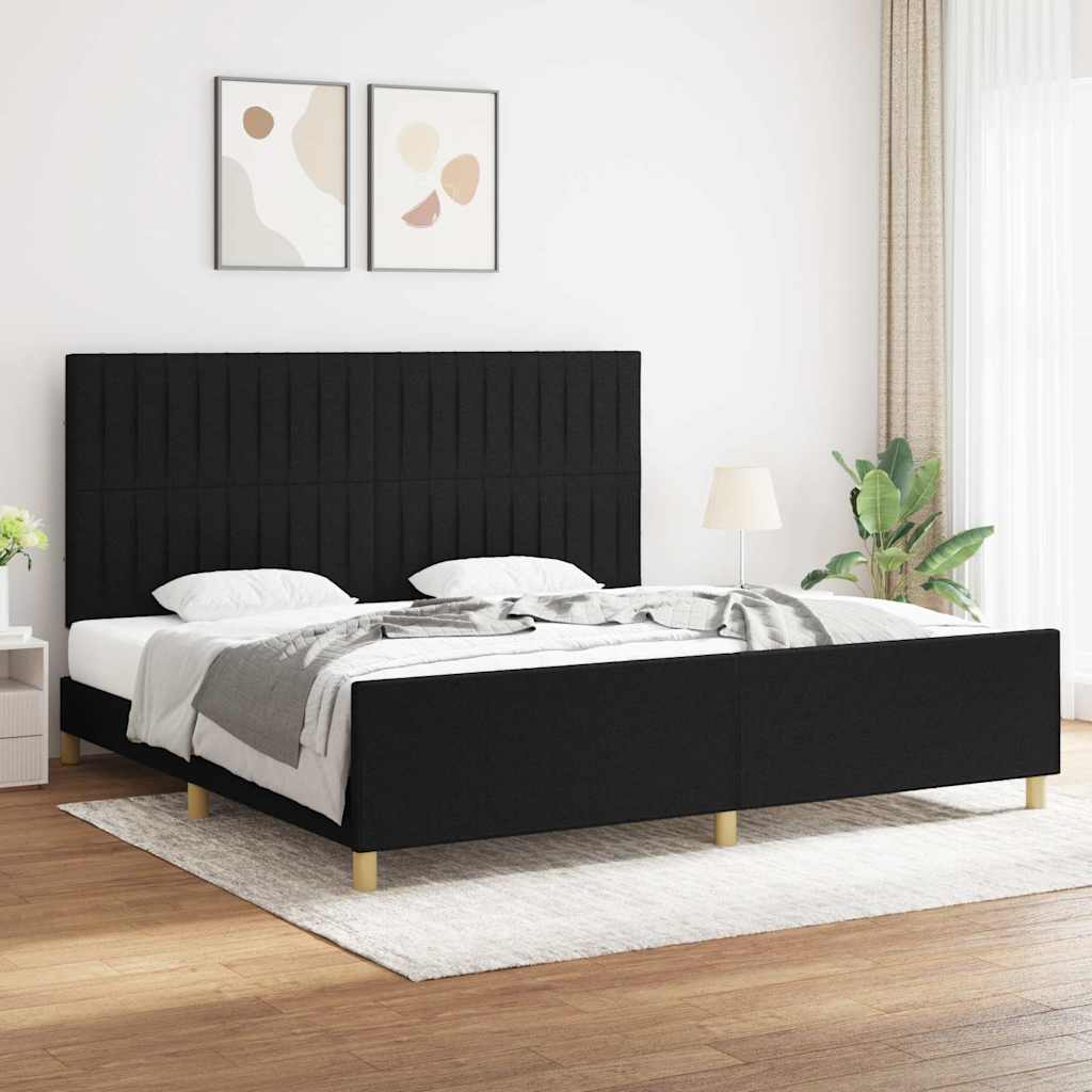 Estrutura de cama sem colchão 200x200 cm tecido preto