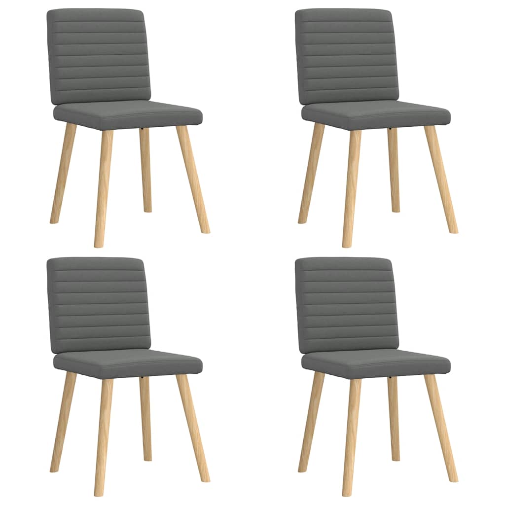 Cadeiras de jantar 4 pcs tecido cinzento-escuro
